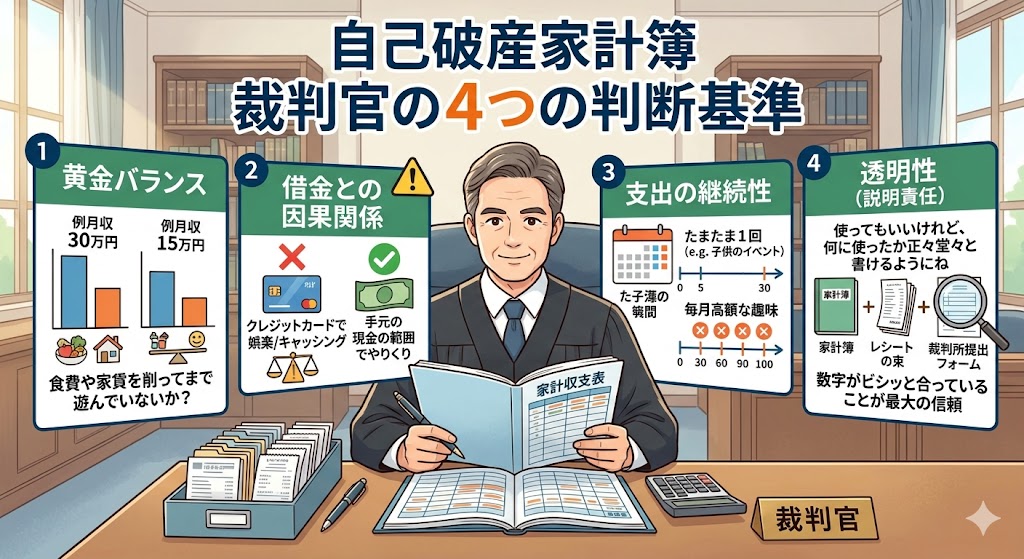 自己破産家計簿裁判官判断基準