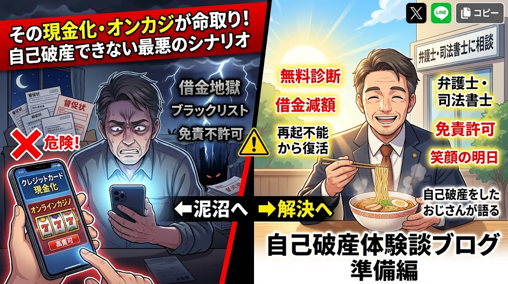 オンラインカジノ現金化自己破産体験談
