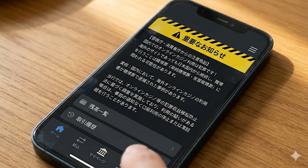 オンラインカジノ自己破産スマホ警告