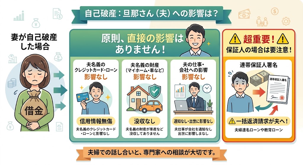 自己破産旦那さん（夫）への影響は？体験談
