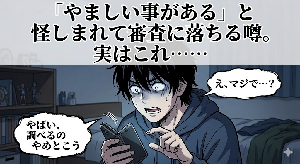 信用情報の本人開示でやましいことがあると怪しまれて審査に落ちる噂のイラスト