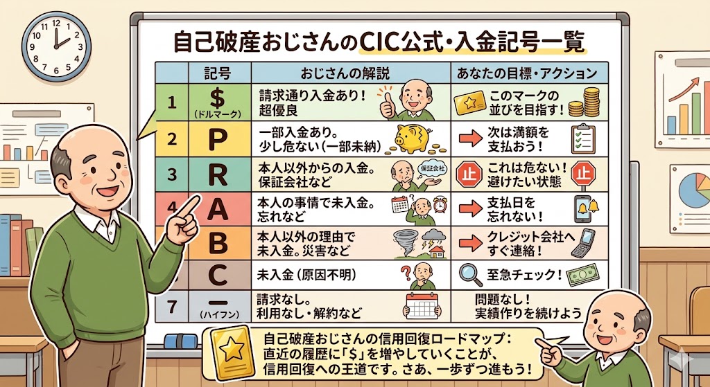 CIC開示入金記号一覧