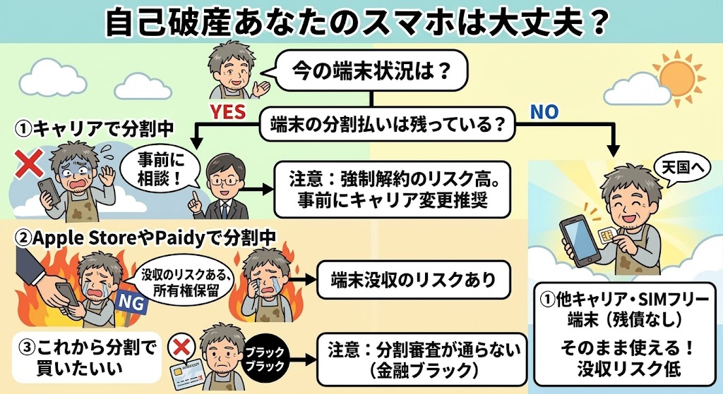 自己破産携帯分割中キャリア変更フロー